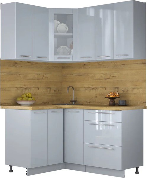 Кухонный гарнитур Интерлиния Мила Пластик 1.2x1.5 - фото