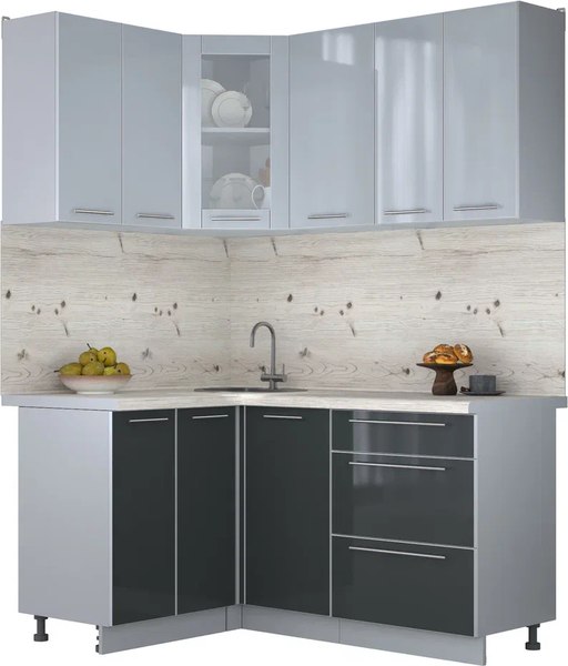 Кухонный гарнитур Интерлиния Мила Пластик 1.2x1.6 - фото