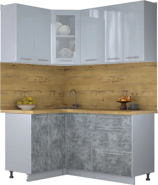 Кухонный гарнитур Интерлиния Мила Пластик 1.2x1.6 - фото