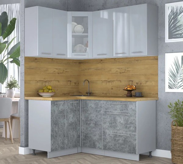 Кухонный гарнитур Интерлиния Мила Пластик 1.2x1.6