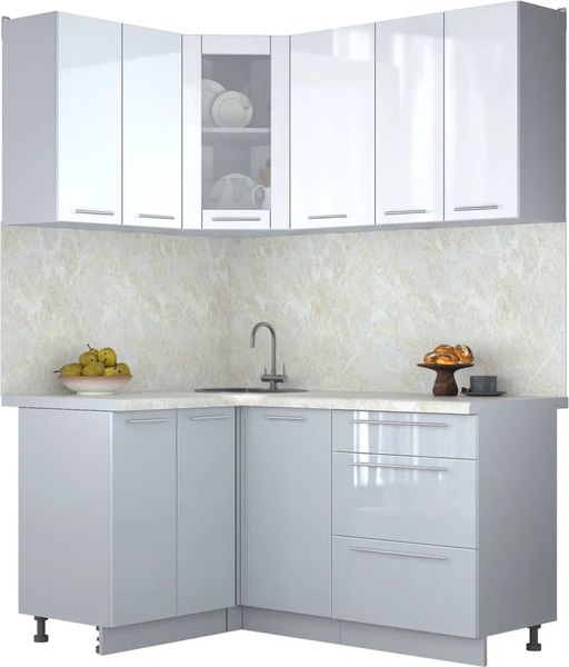 Кухонный гарнитур Интерлиния Мила Пластик 1.2x1.6 - фото