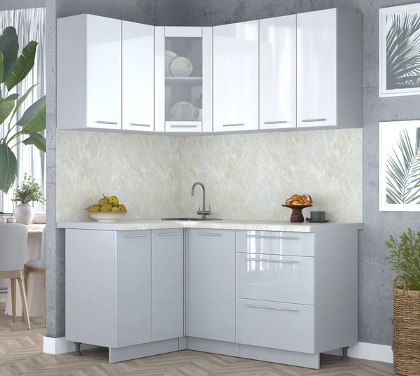 Кухонный гарнитур Интерлиния Мила Пластик 1.2x1.6