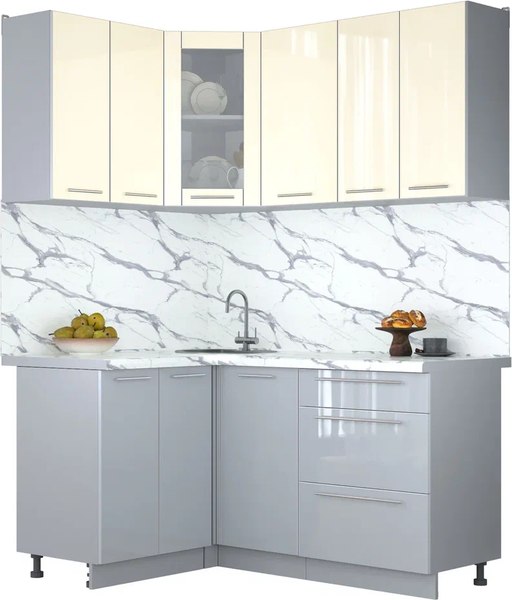 Кухонный гарнитур Интерлиния Мила Пластик 1.2x1.6 - фото