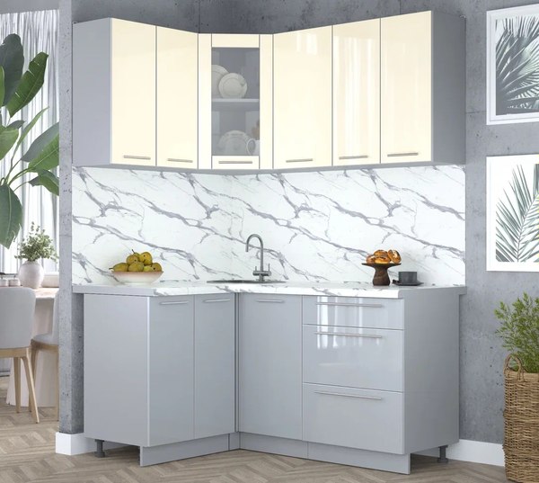 Кухонный гарнитур Интерлиния Мила Пластик 1.2x1.6