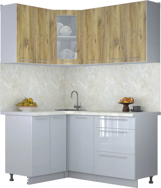Кухонный гарнитур Интерлиния Мила Пластик 1.2x1.6 - фото
