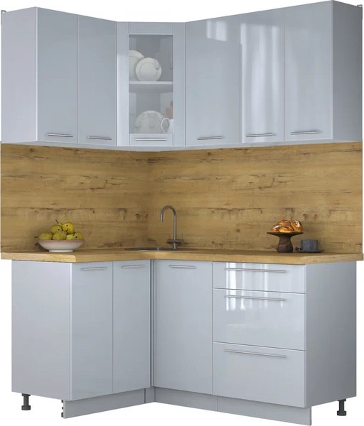 Кухонный гарнитур Интерлиния Мила Пластик 1.2x1.6 - фото