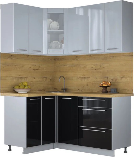 Кухонный гарнитур Интерлиния Мила Пластик 1.2x1.6 - фото