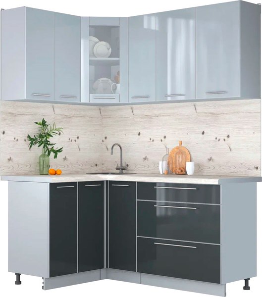 Кухонный гарнитур Интерлиния Мила Пластик 1.2x1.7 - фото