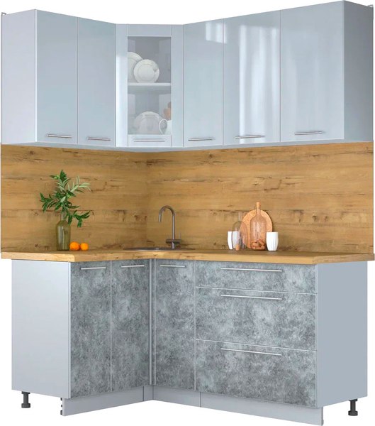 Кухонный гарнитур Интерлиния Мила Пластик 1.2x1.7 - фото