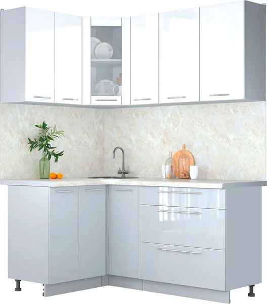 Кухонный гарнитур Интерлиния Мила Пластик 1.2x1.7 - фото
