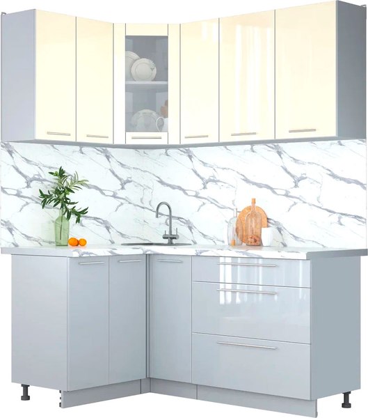 Кухонный гарнитур Интерлиния Мила Пластик 1.2x1.7 - фото