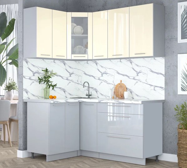 Кухонный гарнитур Интерлиния Мила Пластик 1.2x1.7