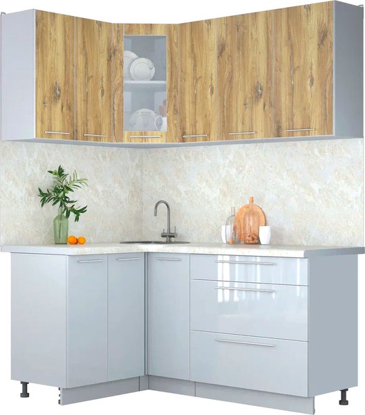 Кухонный гарнитур Интерлиния Мила Пластик 1.2x1.7 - фото