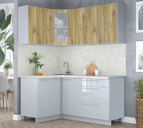 Кухонный гарнитур Интерлиния Мила Пластик 1.2x1.7