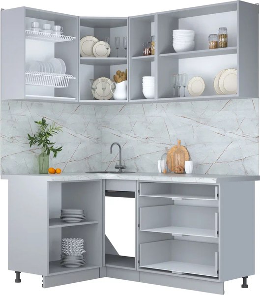 Кухонный гарнитур Интерлиния Мила Пластик 1.2x1.7