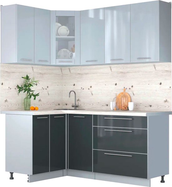 Кухонный гарнитур Интерлиния Мила Пластик 1.2x1.8 - фото