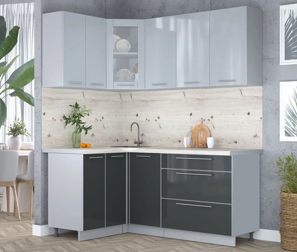 Кухонный гарнитур Интерлиния Мила Пластик 1.2x1.8