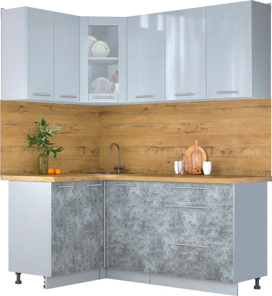 Кухонный гарнитур Интерлиния Мила Пластик 1.2x1.8 - фото