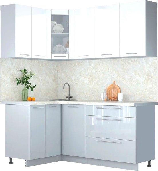 Кухонный гарнитур Интерлиния Мила Пластик 1.2x1.8 - фото