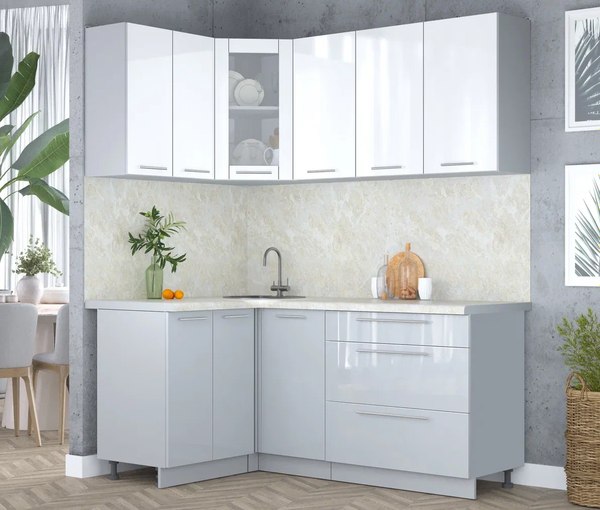 Кухонный гарнитур Интерлиния Мила Пластик 1.2x1.8