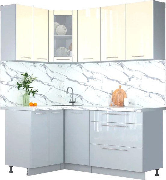 Кухонный гарнитур Интерлиния Мила Пластик 1.2x1.8 - фото