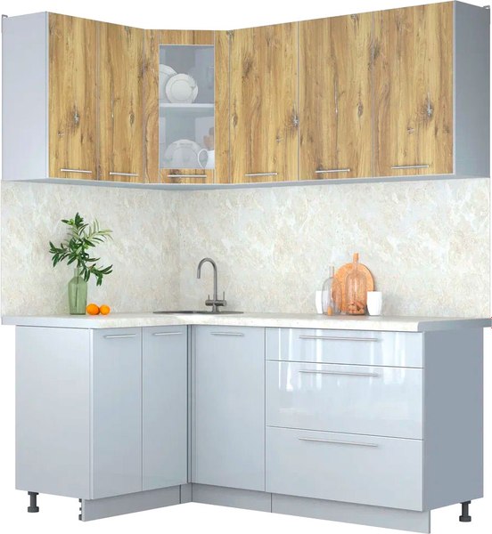 Кухонный гарнитур Интерлиния Мила Пластик 1.2x1.8 - фото