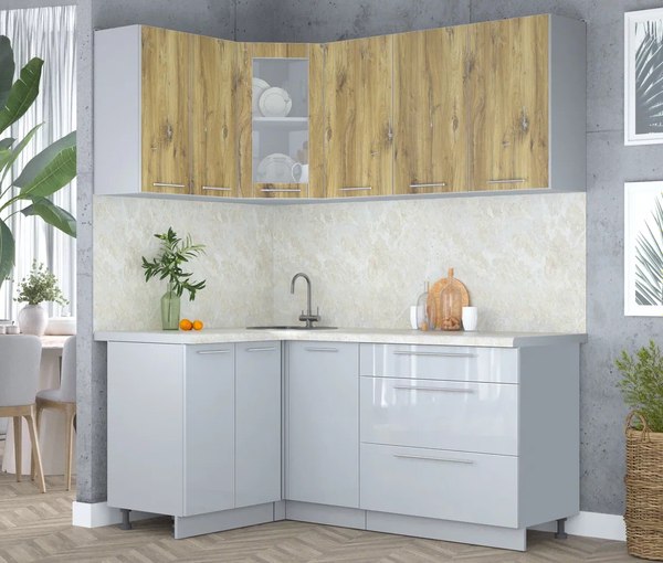 Кухонный гарнитур Интерлиния Мила Пластик 1.2x1.8