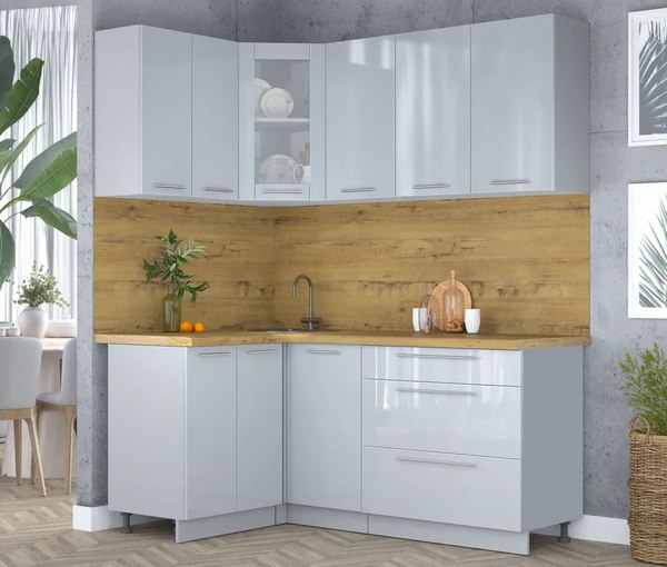 Кухонный гарнитур Интерлиния Мила Пластик 1.2x1.8