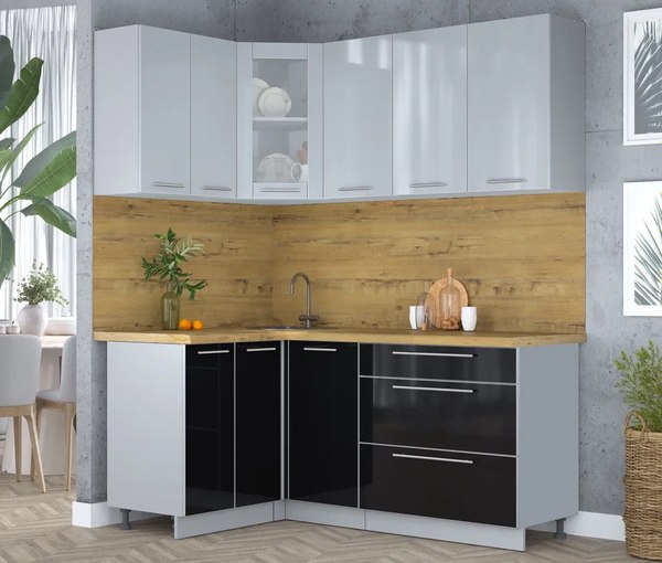 Кухонный гарнитур Интерлиния Мила Пластик 1.2x1.8