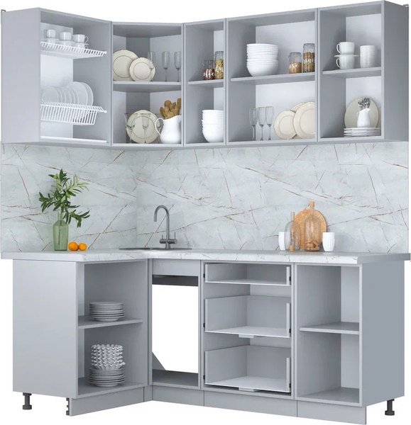 Кухонный гарнитур Интерлиния Мила Пластик 1.2x1.8