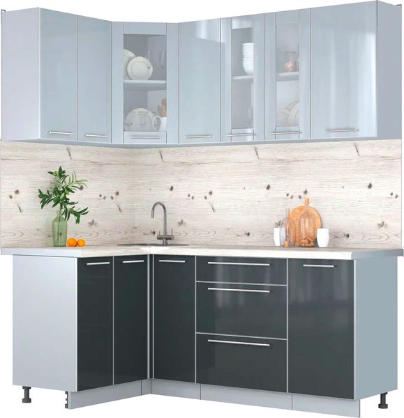 Кухонный гарнитур Интерлиния Мила Пластик 1.2x1.9 - фото