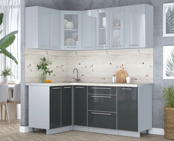 Кухонный гарнитур Интерлиния Мила Пластик 1.2x1.9