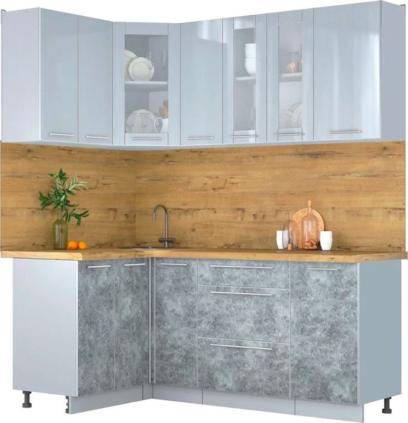 Кухонный гарнитур Интерлиния Мила Пластик 1.2x1.9 - фото