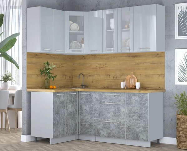 Кухонный гарнитур Интерлиния Мила Пластик 1.2x1.9