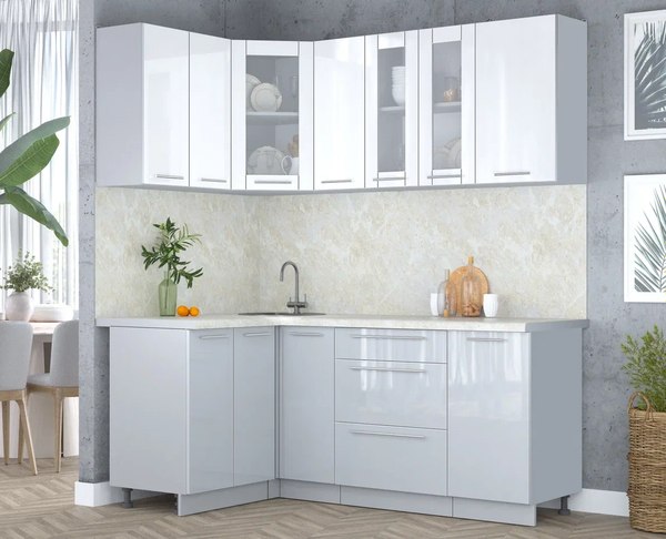 Кухонный гарнитур Интерлиния Мила Пластик 1.2x1.9