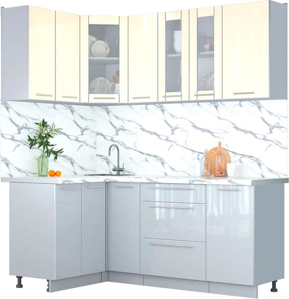 Кухонный гарнитур Интерлиния Мила Пластик 1.2x1.9 - фото