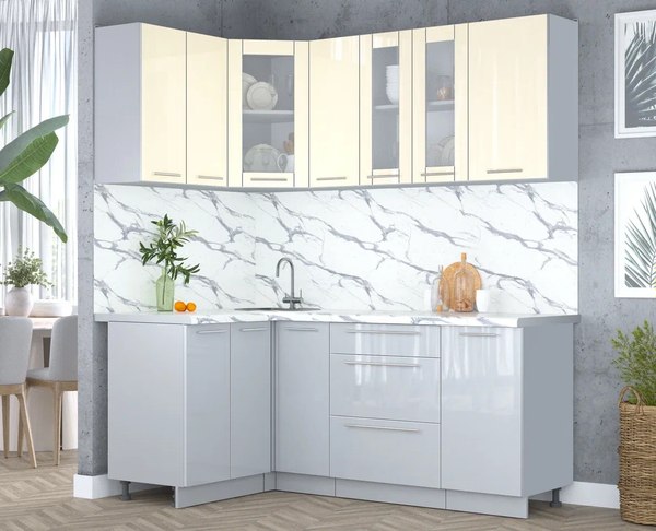 Кухонный гарнитур Интерлиния Мила Пластик 1.2x1.9