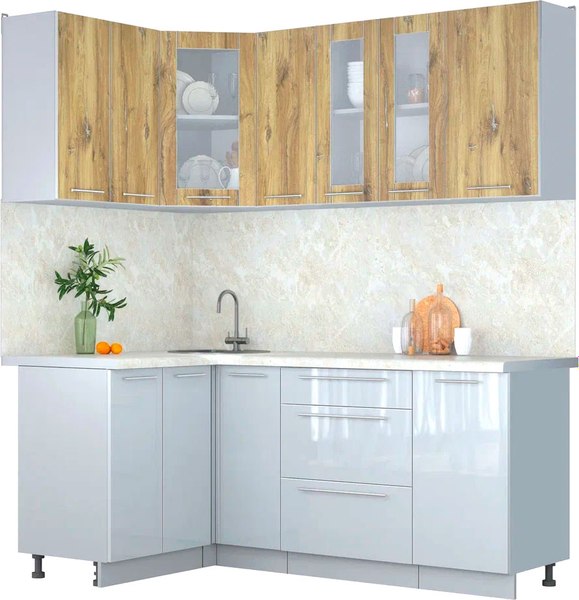 Кухонный гарнитур Интерлиния Мила Пластик 1.2x1.9 - фото