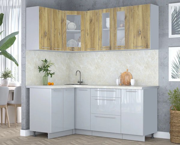 Кухонный гарнитур Интерлиния Мила Пластик 1.2x1.9