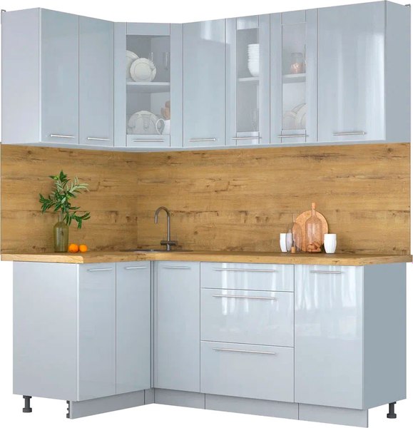 Кухонный гарнитур Интерлиния Мила Пластик 1.2x1.9 - фото