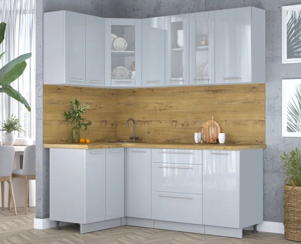 Кухонный гарнитур Интерлиния Мила Пластик 1.2x1.9