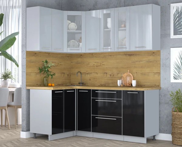 Кухонный гарнитур Интерлиния Мила Пластик 1.2x1.9