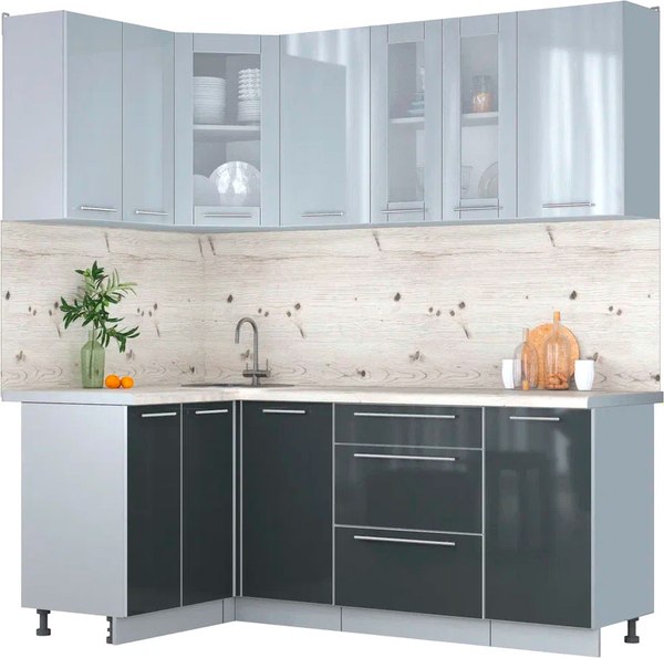 Кухонный гарнитур Интерлиния Мила Пластик 1.2x2.0 - фото