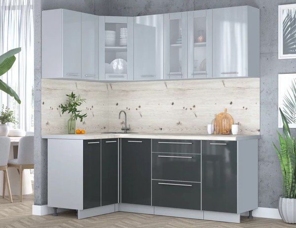 Кухонный гарнитур Интерлиния Мила Пластик 1.2x2.0