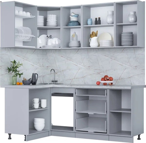 Кухонный гарнитур Интерлиния Мила Пластик 1.2x2.0