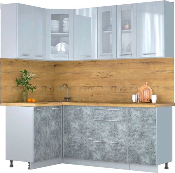 Кухонный гарнитур Интерлиния Мила Пластик 1.2x2.0 - фото