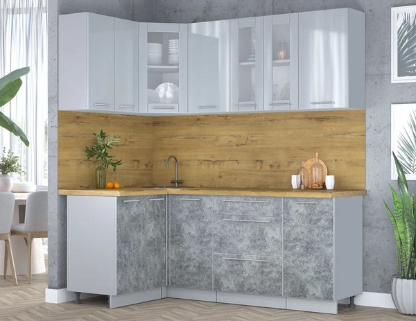 Кухонный гарнитур Интерлиния Мила Пластик 1.2x2.0