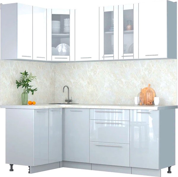 Кухонный гарнитур Интерлиния Мила Пластик 1.2x2.0 - фото