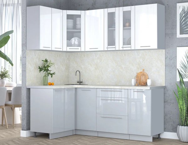 Кухонный гарнитур Интерлиния Мила Пластик 1.2x2.0