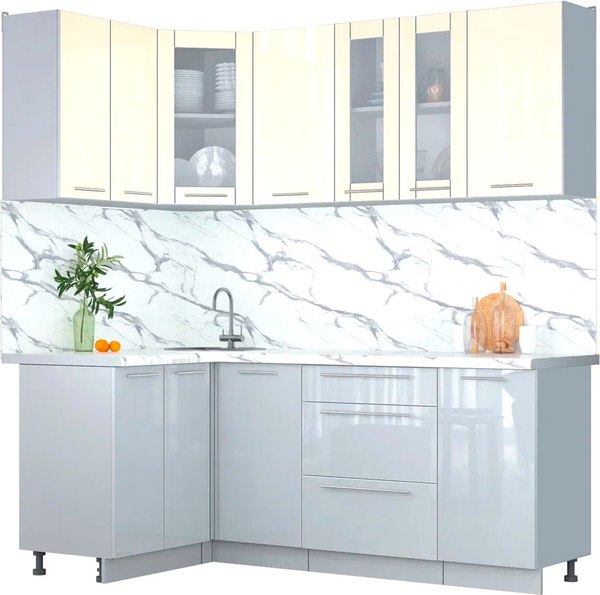 Кухонный гарнитур Интерлиния Мила Пластик 1.2x2.0 - фото